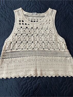 Acemi Crochet Tank Top in Cream